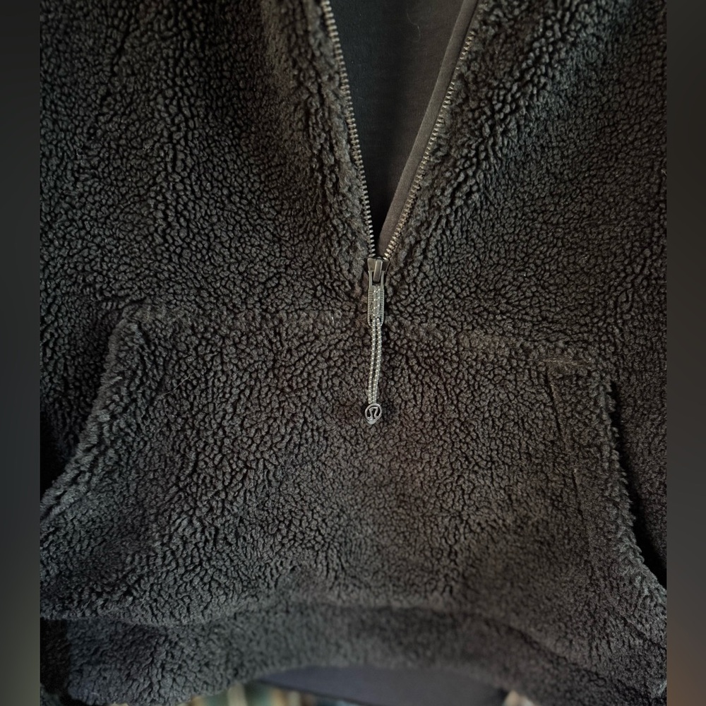 Lululemon M/L black sherpa fleece Scuba oversized half-zip hoodie 25” ptp 21” L - Picture 6 of 9